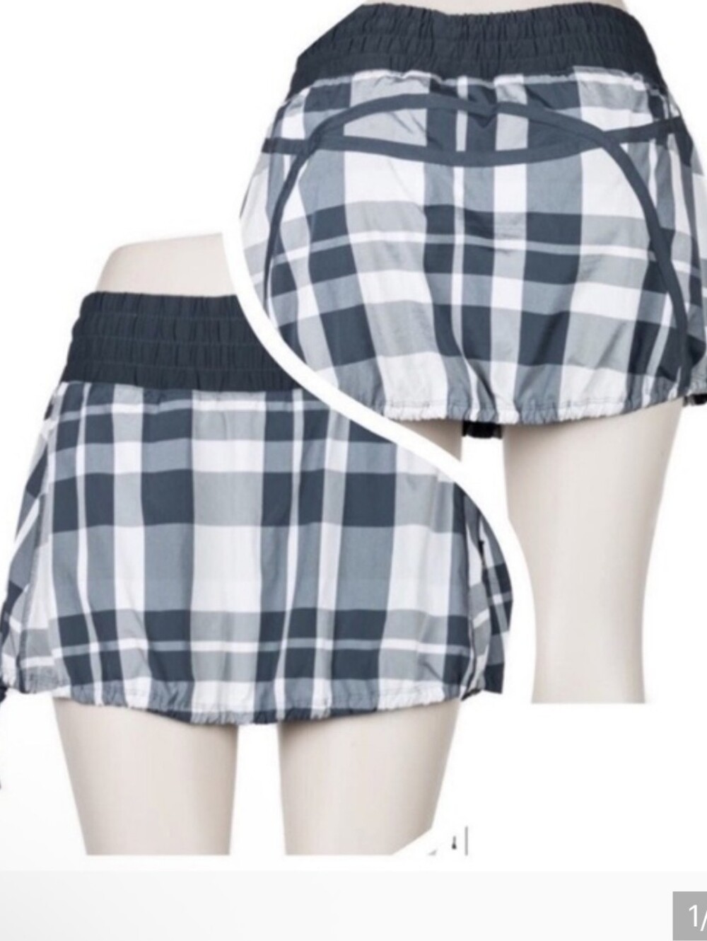 Lululemon Run Leader Of The Tracker Skirt Gray And White Plaid Checkered